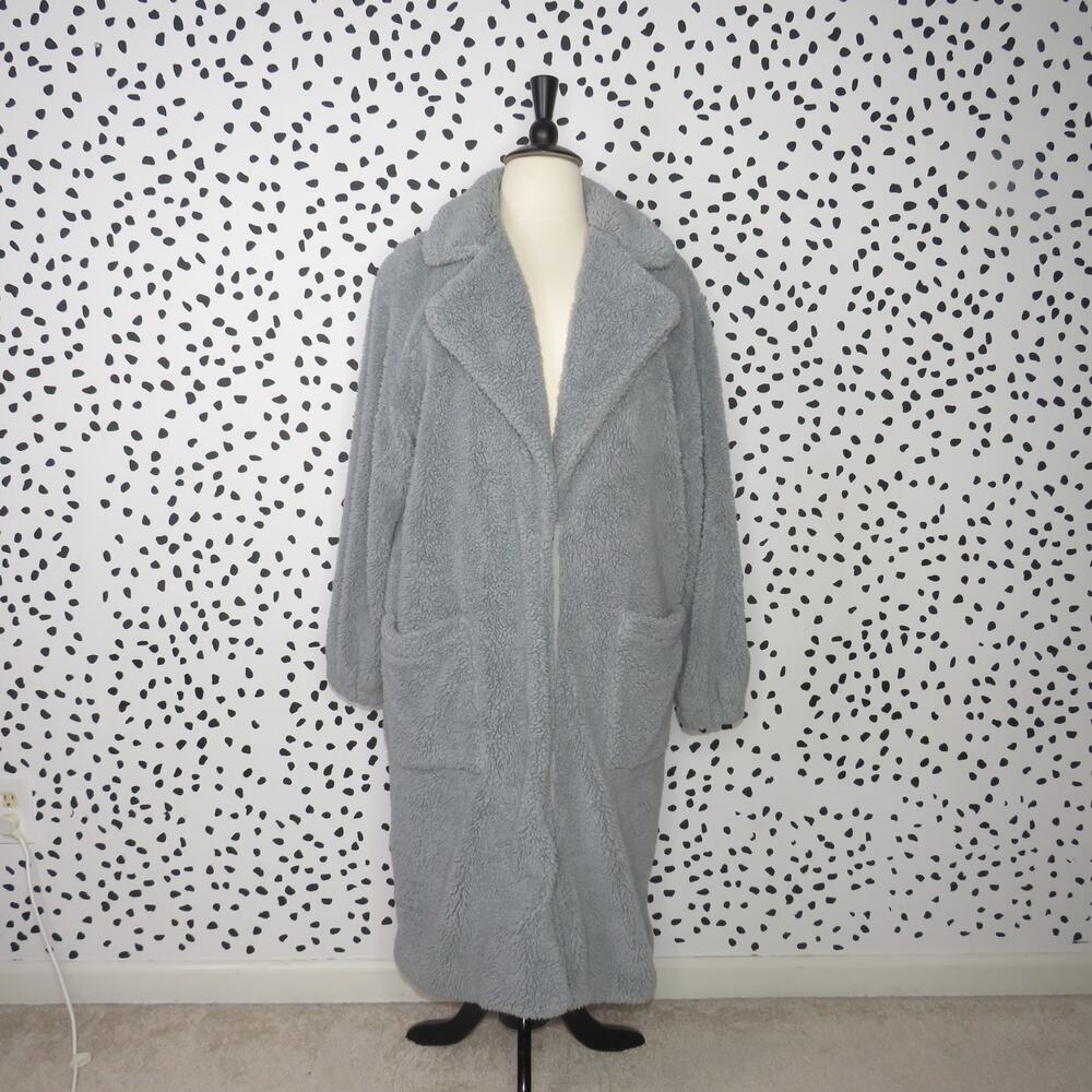 Free People Blue Tessa Teddy Sherpa Oversized Longline Coat - Picture 4 of 12